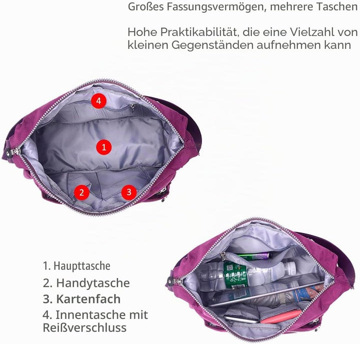 NICOLE & DORIS Damen Umhängetasche Lässige Schultertasche Frauen Handtasche Reissverschluss Tasche m