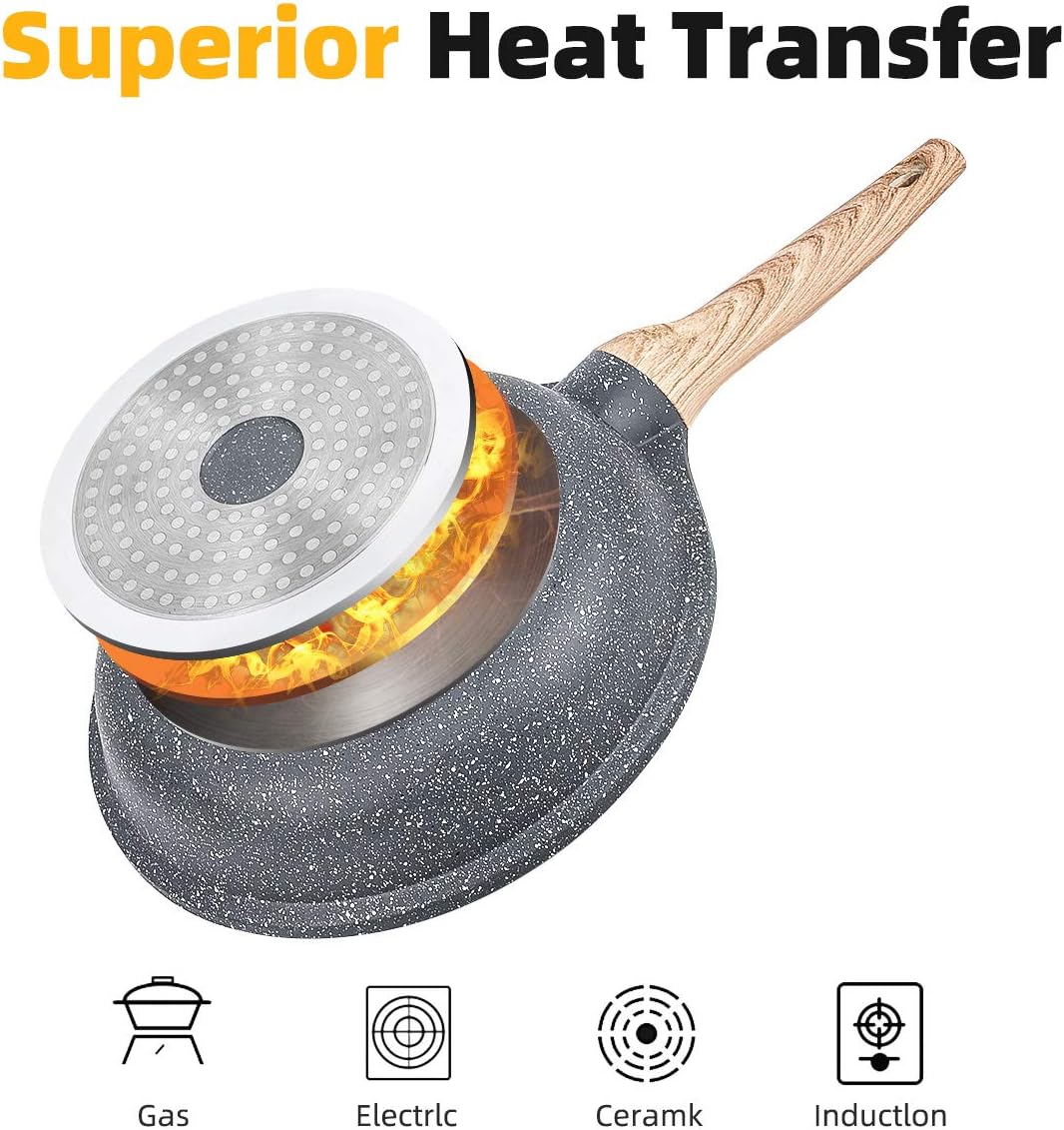ZUOFENG Antihaft Pfanne Bratpfanne Beschichtet 28cm, Granit Pfannen Nonstick Frying Pan, Beschichtet