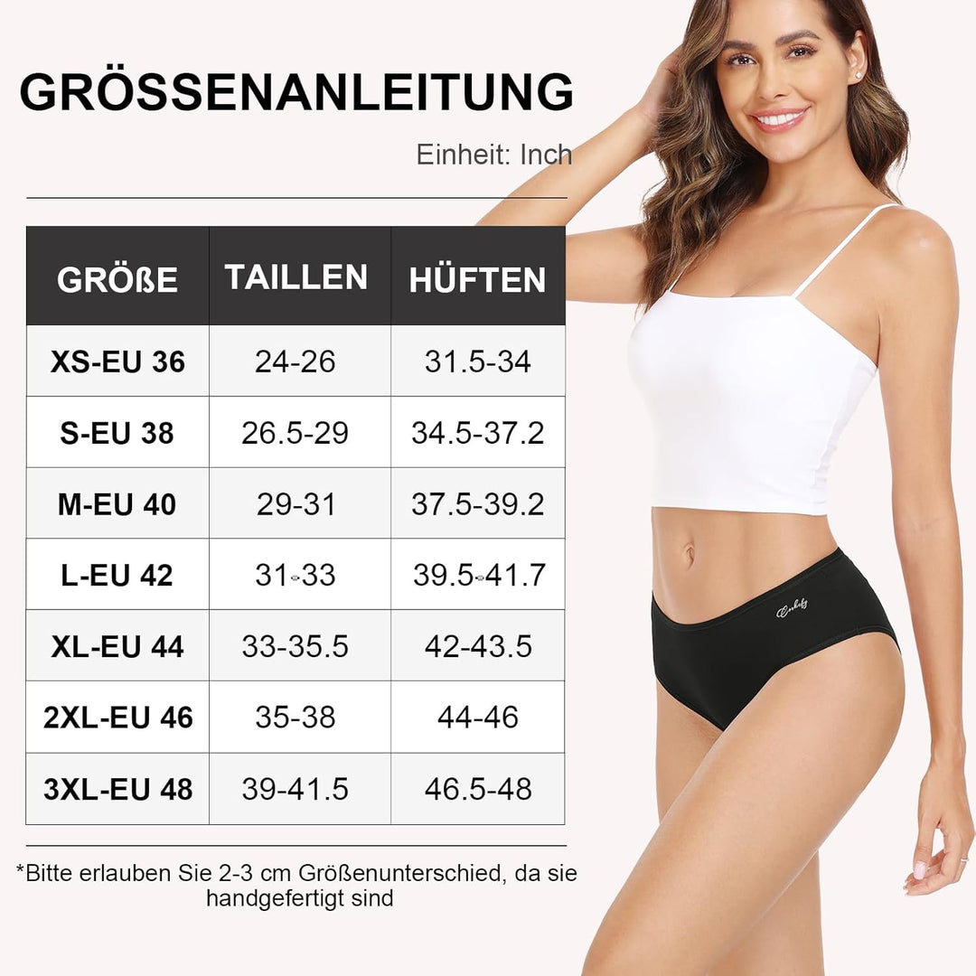 anqier Unterhosen Damen, 6er Pack Baumwolle Panties Atmungsaktiv Slips Damen Bequeme Hipster Frauen
