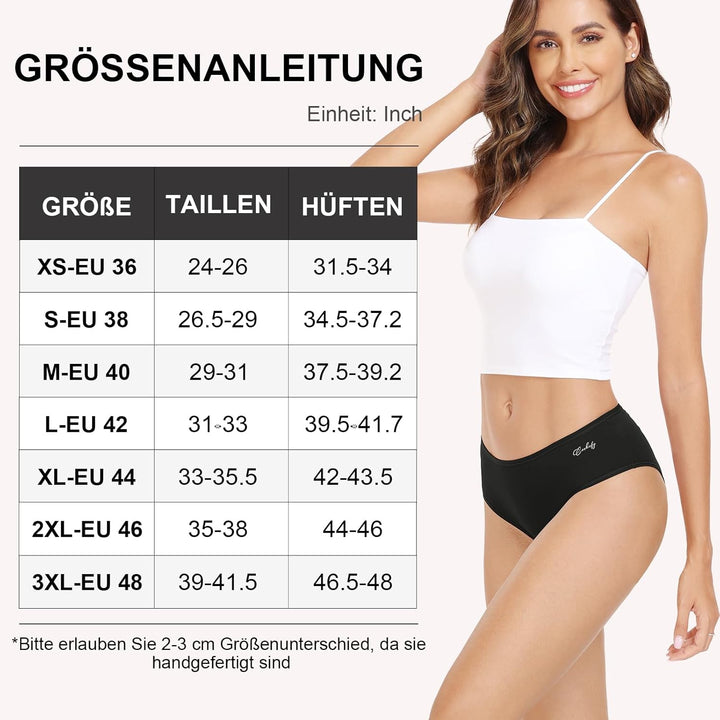anqier Unterhosen Damen, 6er Pack Baumwolle Panties Atmungsaktiv Slips Damen Bequeme Hipster Frauen