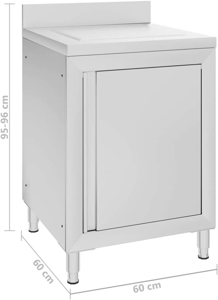 Gastro Küchenschrank mit Abtropffläche Edelstahl 60 x 60 x 96 cm (Abtropffläche), 60 x 60 x 96 cm (A