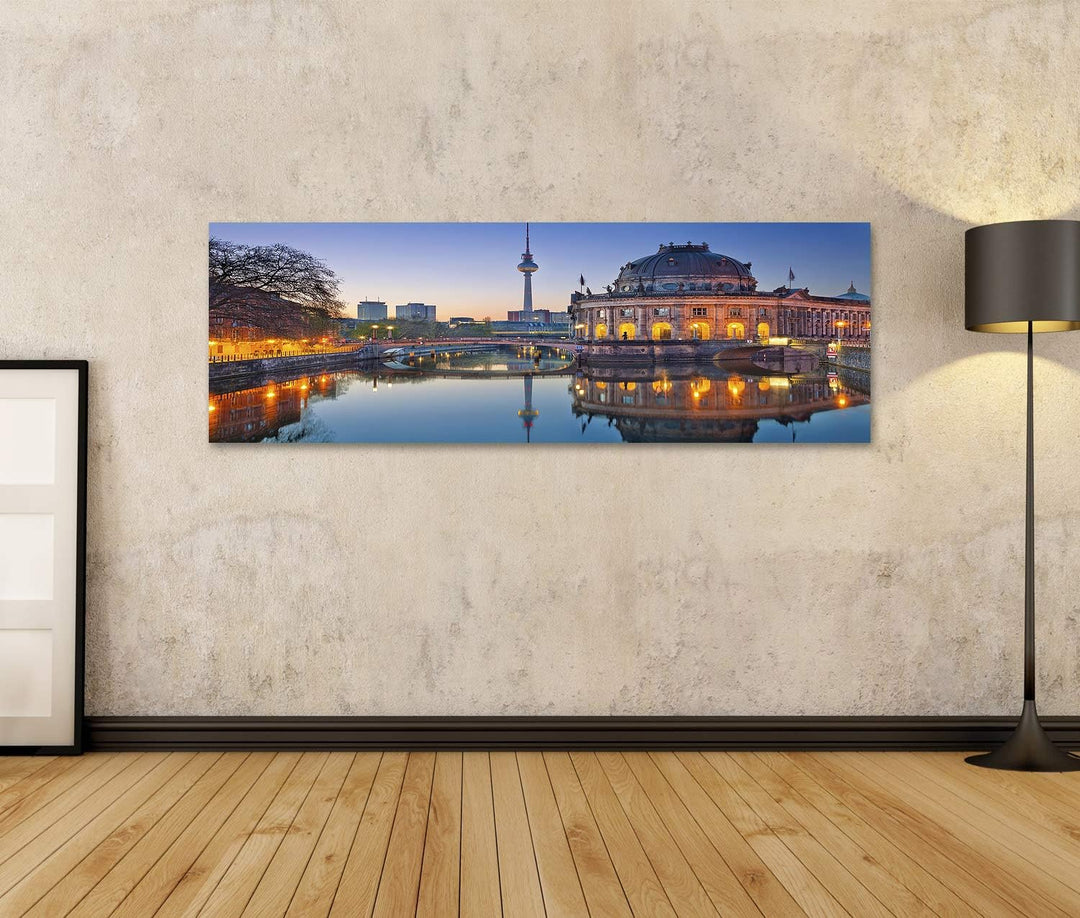 islandburner Bild auf Leinwand Berlin Abenddämmerung Bilder Wandbilder Poster Leinwand 120x40cm - Pa
