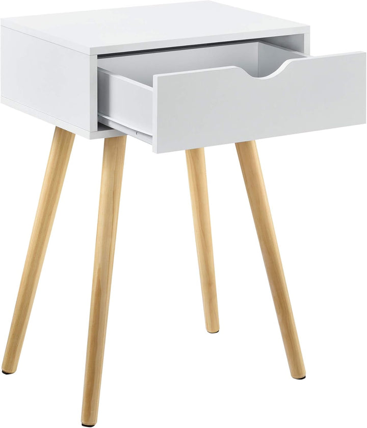 [en.casa] Beistelltisch mit Schublade Weiss Retro 60x40x30 cm Kommode Nachttisch Schubladentisch Nac