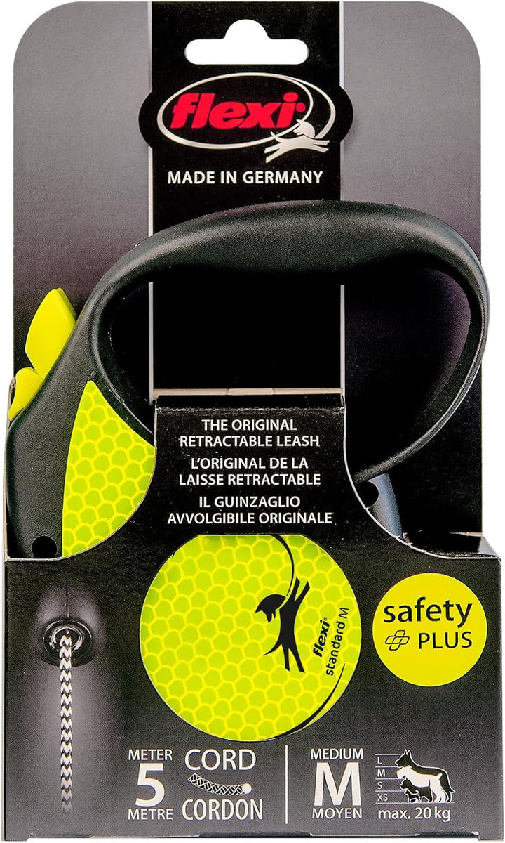 Flexi Roll-Leine Neon Reflect M Seil 5 m Neon/schwarz für Hunde bis max. 20 kg