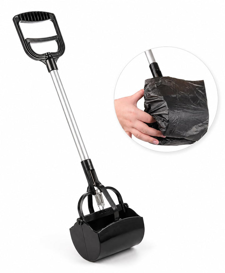 Flamingo Kotschaufel Piper – Grau & Schwarz – 70,5 cm XXL Länge | Hygienische Hundekotentsorgung ohn