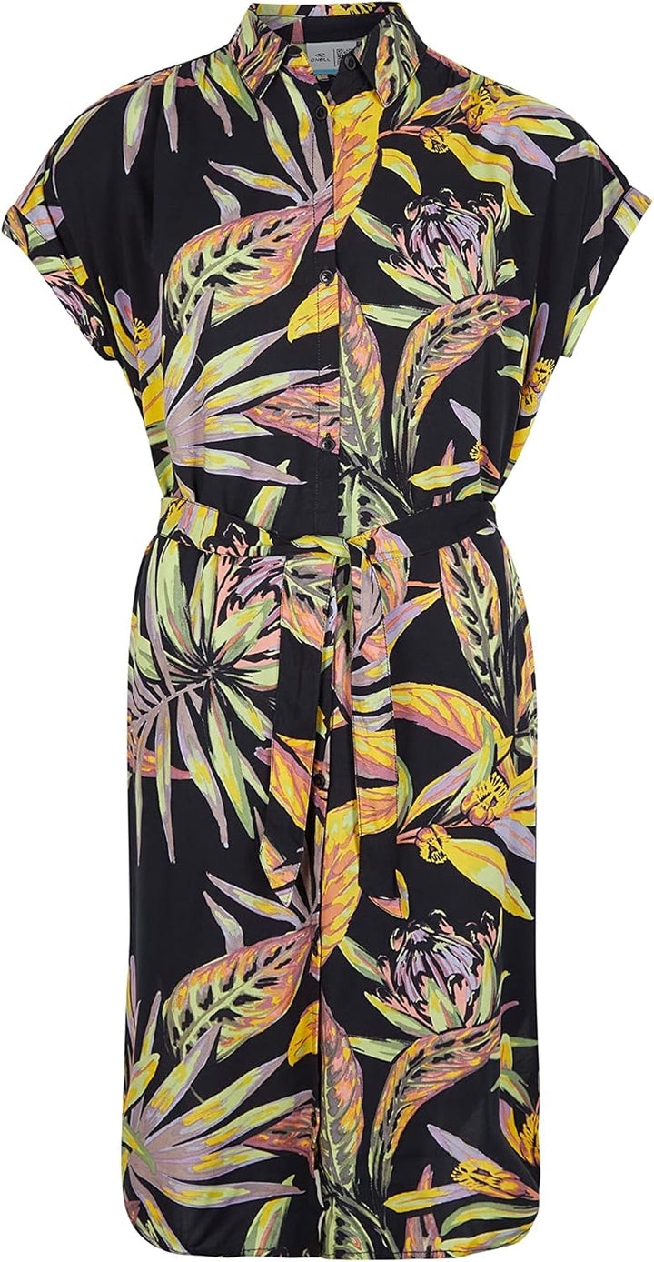 O'Neill Damen Cali Beach Shirt Lässiges Kleid L-XL 39033 Black Tropical Flower, L-XL 39033 Black Tro