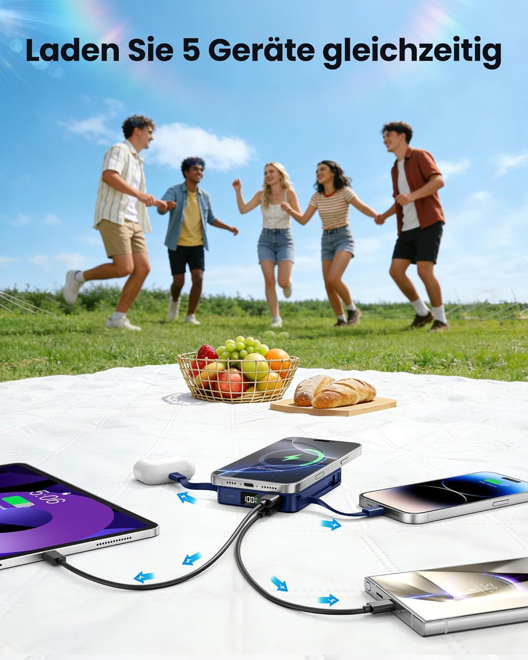 Magsaf Power Bank 10000mAh，Wireless Magnetische Powerbank Schnelles Laden mit LED-Display Mini Power