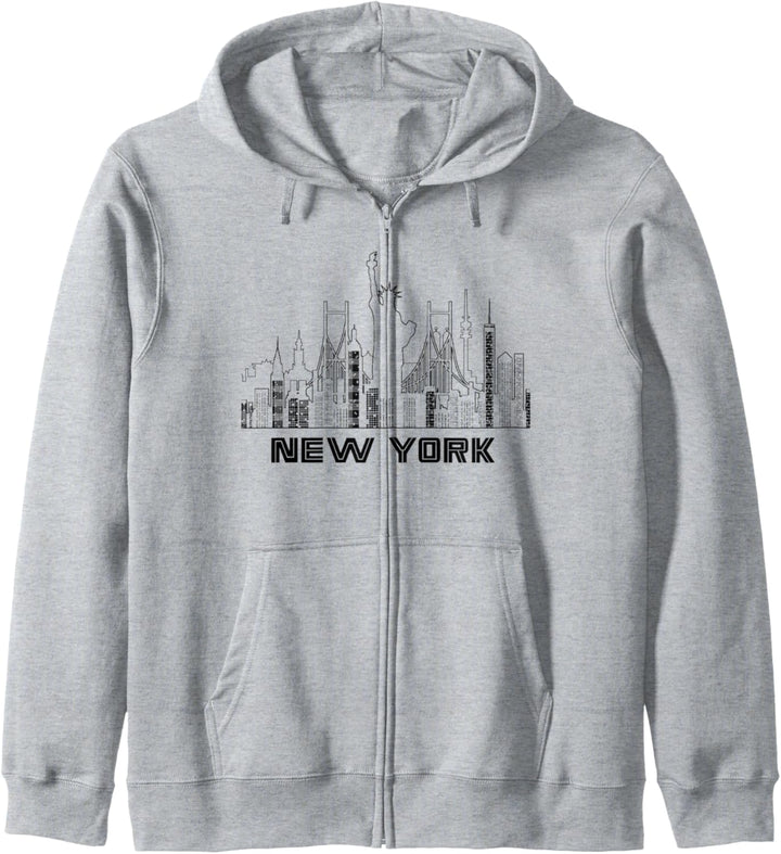 New York City Skyline Freiheitsstatue Silhouette New York Kapuzenjacke