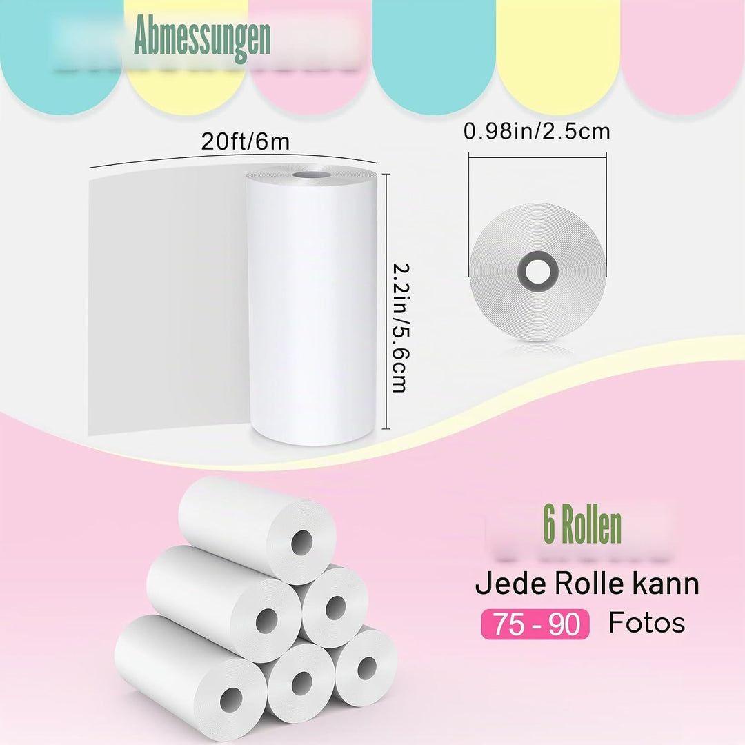 12 Rollen Druckpapier Thermopapier für Kinderkamera,Hikkon Sofortdruck Thermopapier Fotodruckerpapie