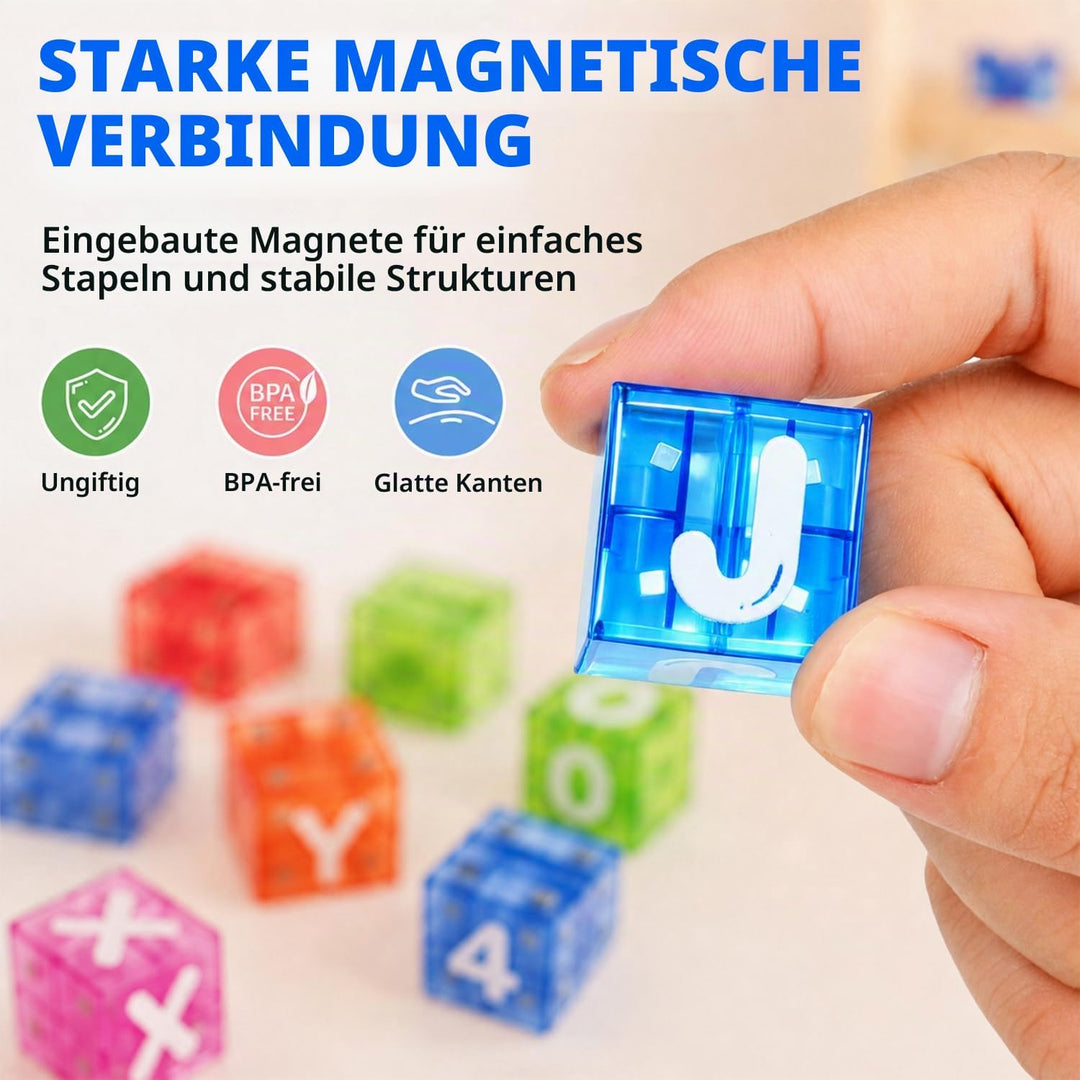 Mini Magnetische Bausteine 40PCS Magnetbausteine Reiseset mit Metallbox für Kinder, Magnetic Buildin