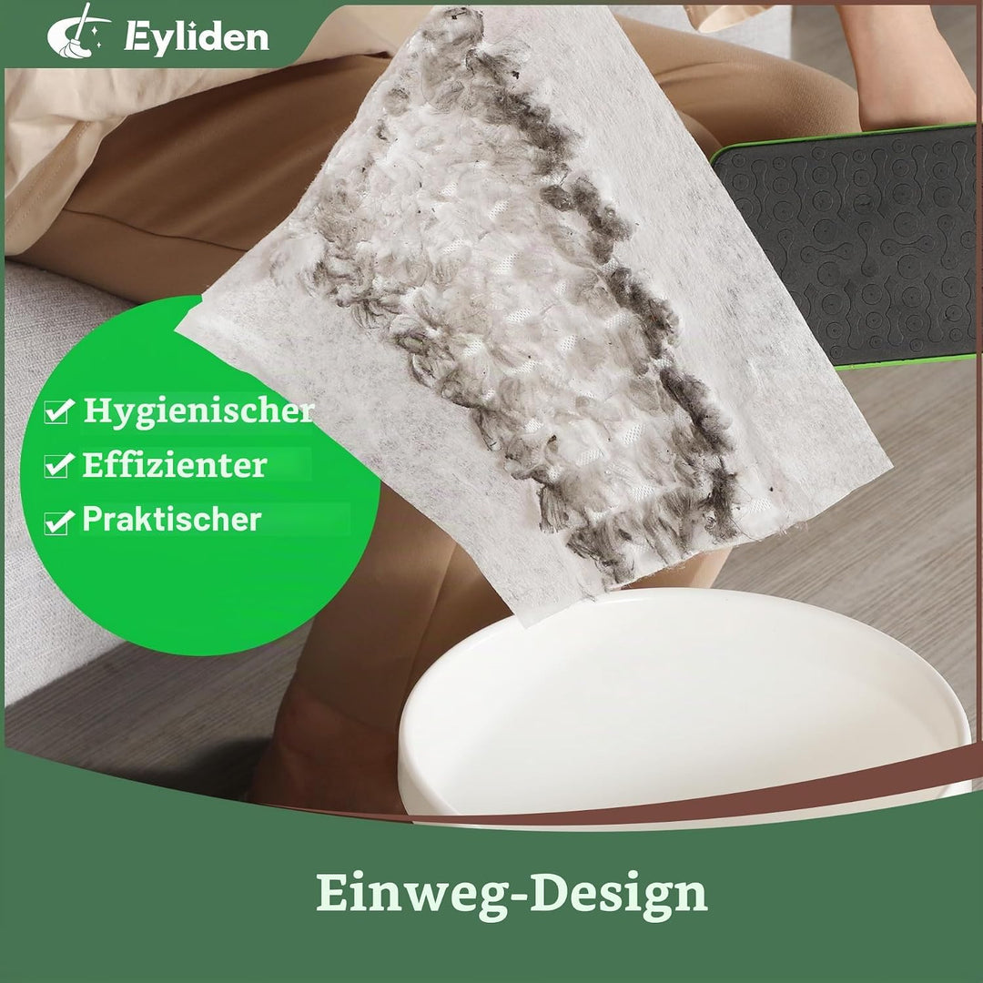 Eyliden Bodenwischer Starter-Set, 1 Stab + 24 Trockene Bodentücher + 12 Feuchte Bodentücher, 3-in-1