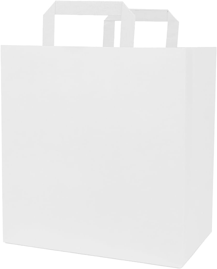 verpacking 250 Papiertragetaschen mit Flachhenkel 27 x 32 x 17 cm Weiss - Papiertüten Bio Papiertasc