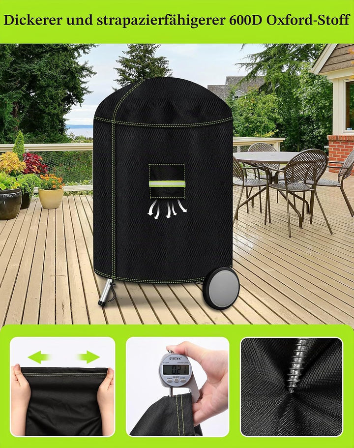 VDISRR Kugelgrill Abdeckung, 600D Oxford Heavy Duty Grillabdeckung für Weber Kugelgrill 57 cm, Grill