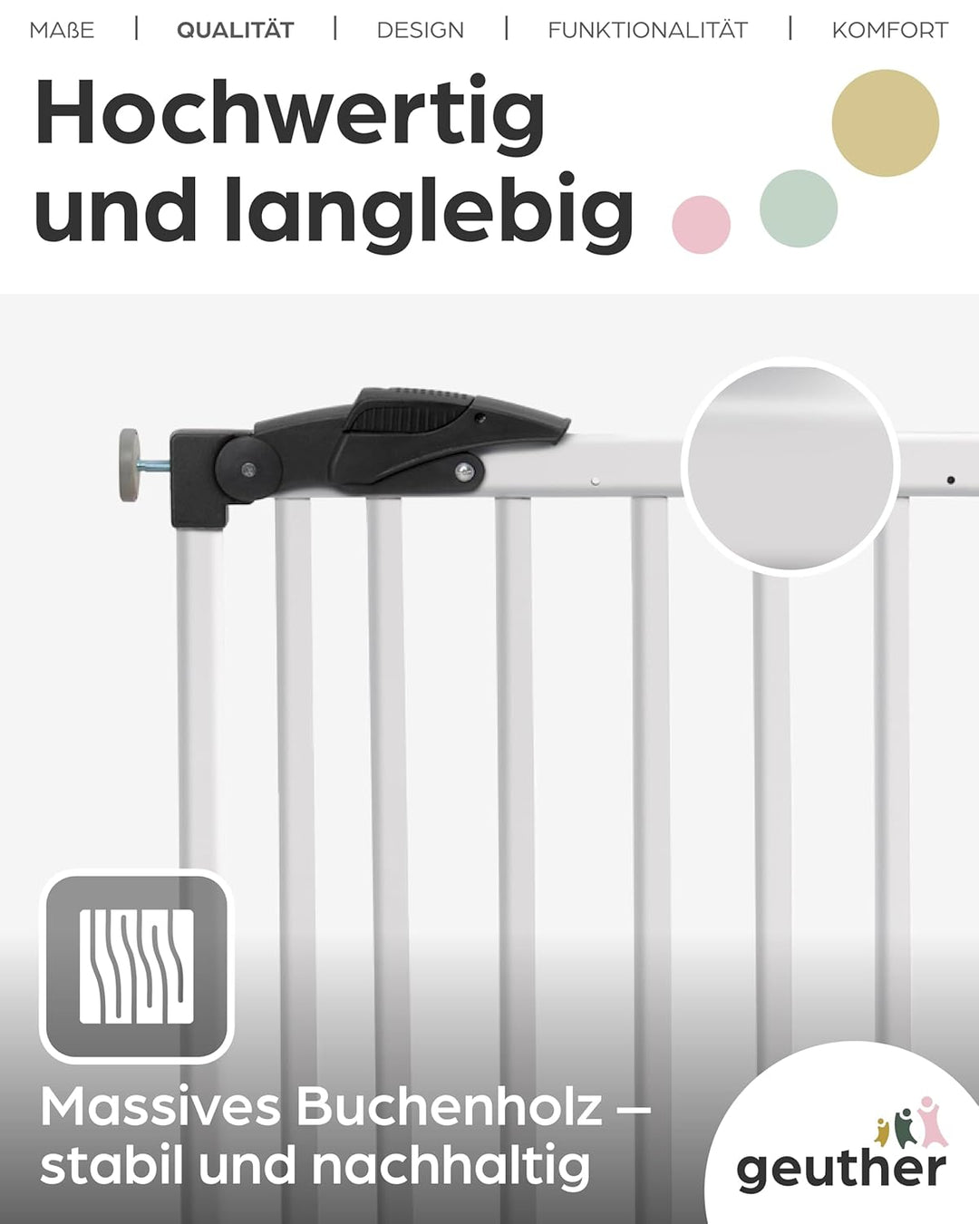 Geuther 2714 schwenkbares Türschutzgitter Passung: 68 cm - 102 cm Türgitter ohne Bohren Sicherheitsv
