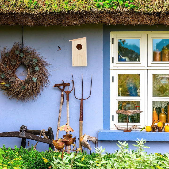 Relaxdays Nistkasten für Kohlmeise & Gartenrotschwanz, aufklappbar, naturbelassenes Holz, Vogelhaus