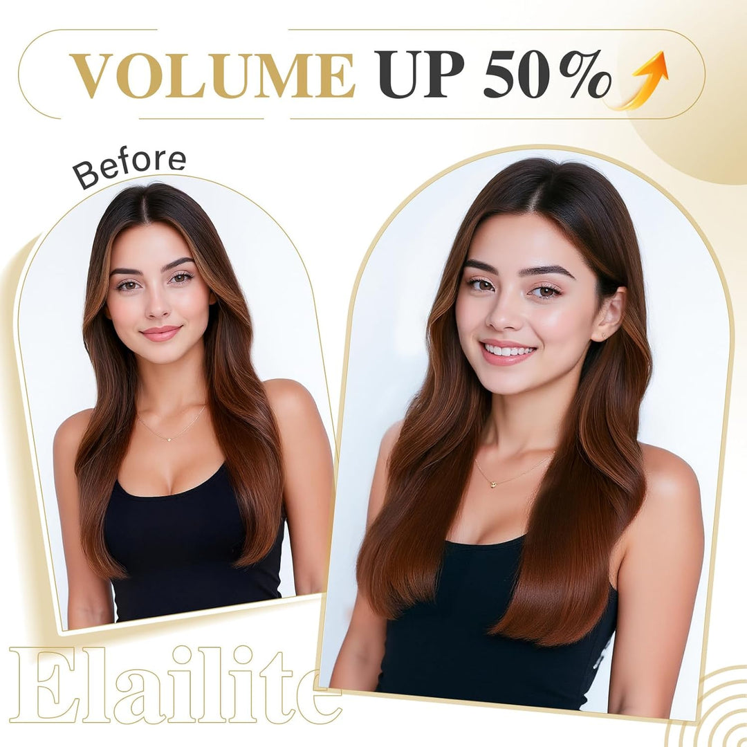 Elailite Clip in Extensions Echthaar Haarverlängerung Haarteile 8 Teilig 18 Clips für Frauen Voller