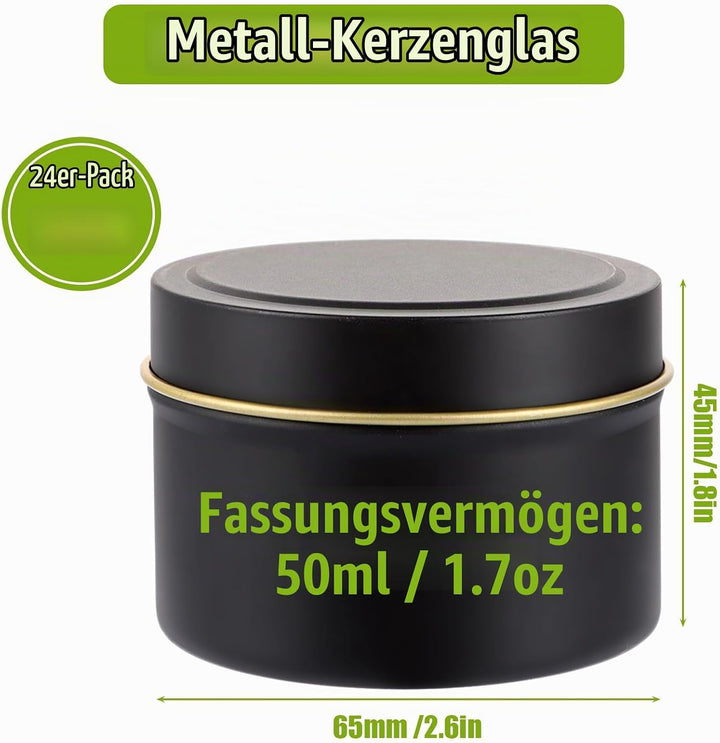 24er-Set Kerzendosen, 65 x 45mm Runde Kerzenbehälter, 120ml Kerzengläs
