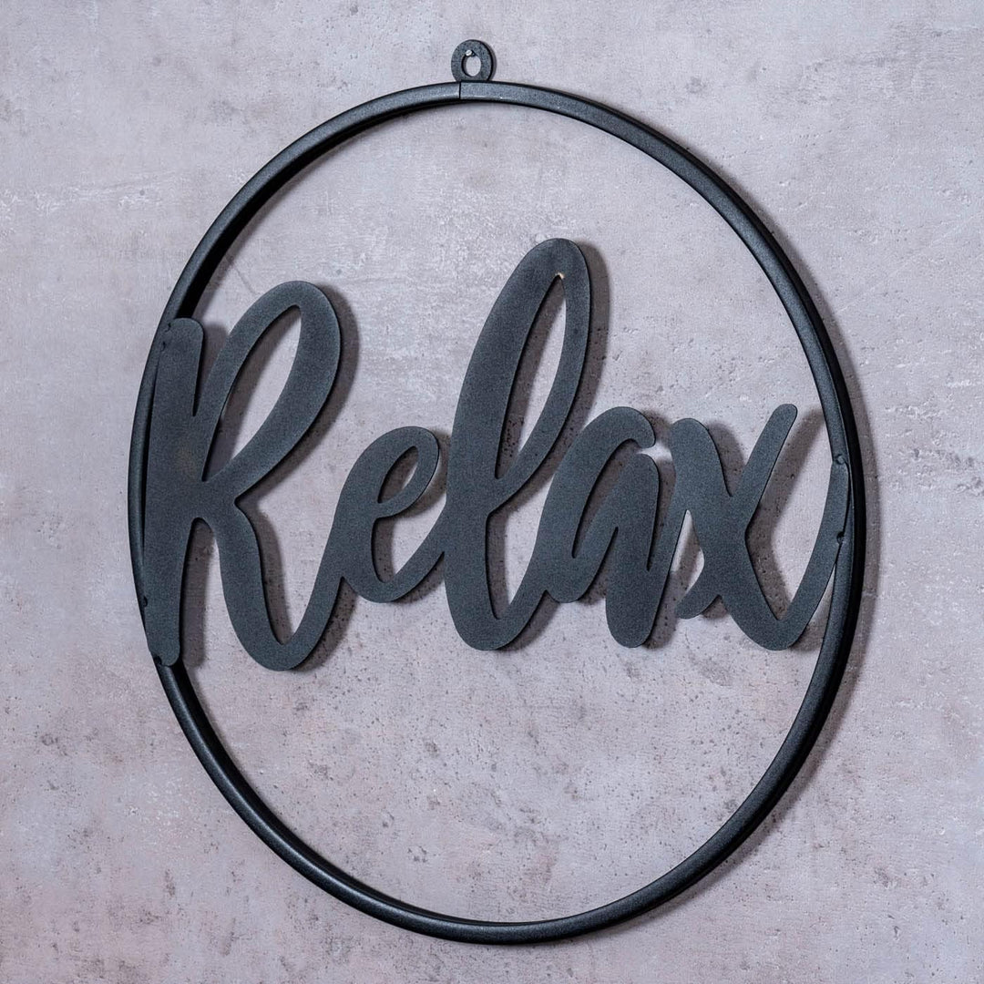 3er Set Metallbild Ø38cm Schwarz Welcome Home Relax Wandbild Rund Schild Wanddeko Metallschild Varia