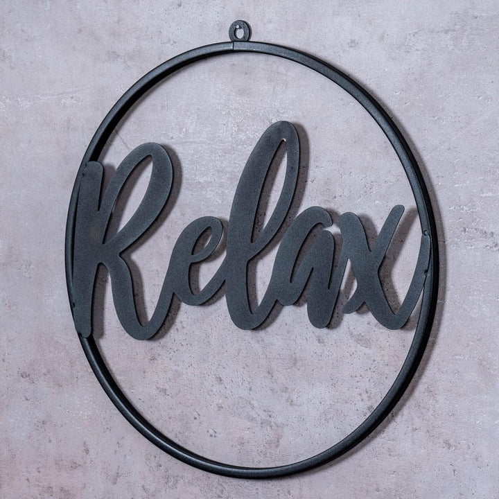 3er Set Metallbild Ø38cm Schwarz Welcome Home Relax Wandbild Rund Schild Wanddeko Metallschild Varia