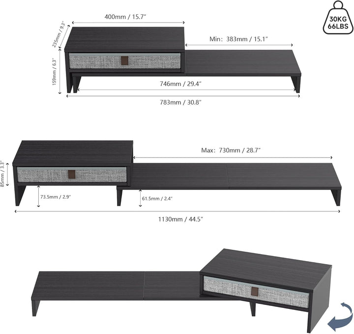 Fenge Dual Monitorständer Bildschirmständer mit Schublade für Computer TV Laptop, Monitorständer, Lä
