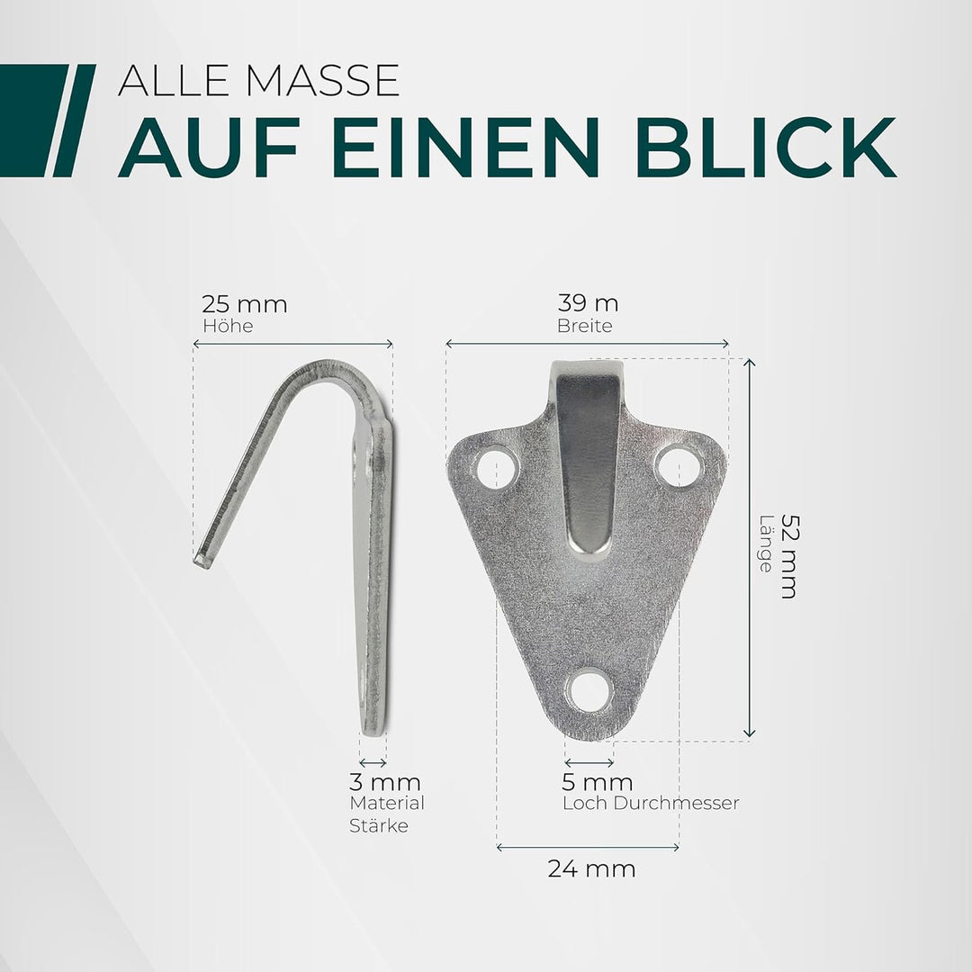 CargoVA - 20 Dreiloch Planenhaken - Besonders Rostbeständige Abspannhaken - Netzhaken, perfekt für d