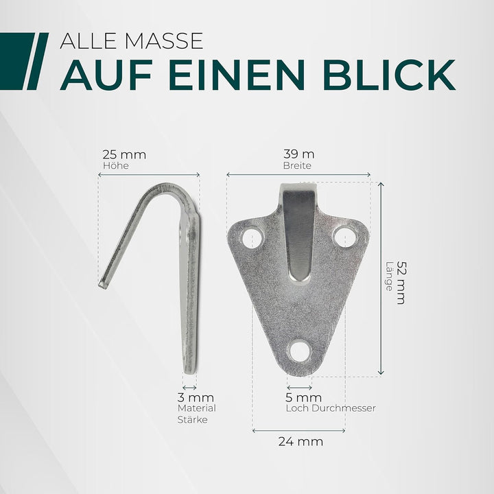 CargoVA - 20 Dreiloch Planenhaken - Besonders Rostbeständige Abspannhaken - Netzhaken, perfekt für d