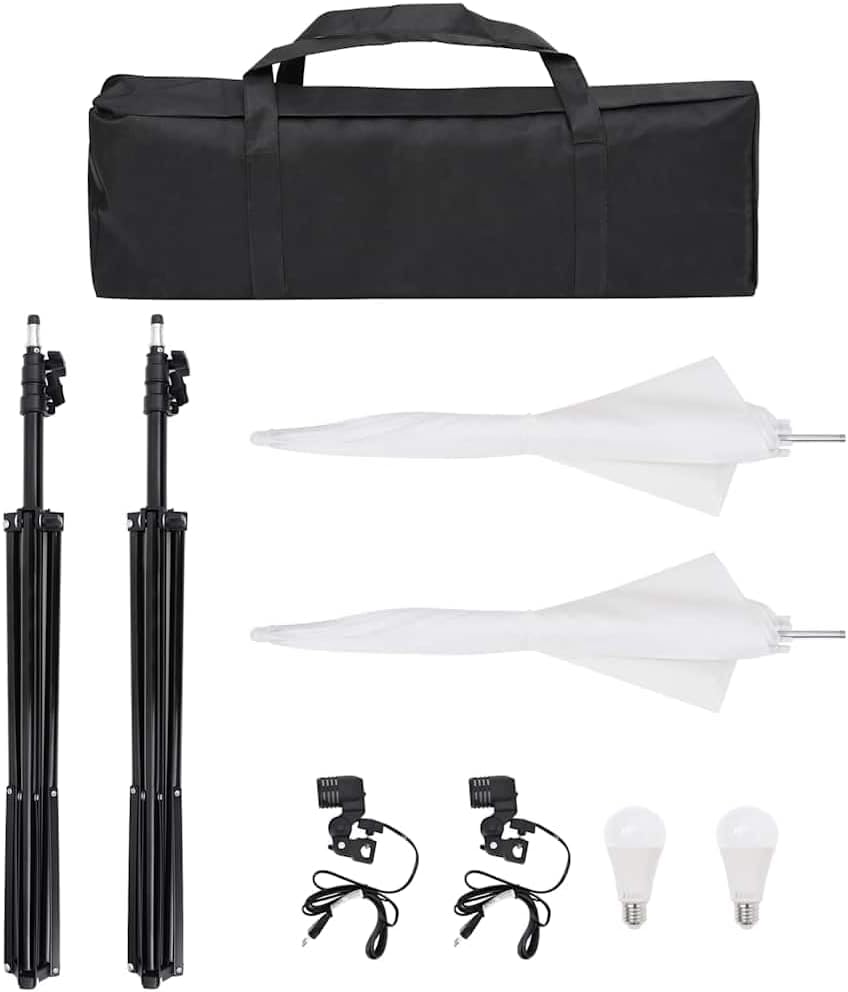 Fotostudio-Set mit Beleuchtung und Hintergrund für professionelle Produktfotografie, Heimstudio, Vlo
