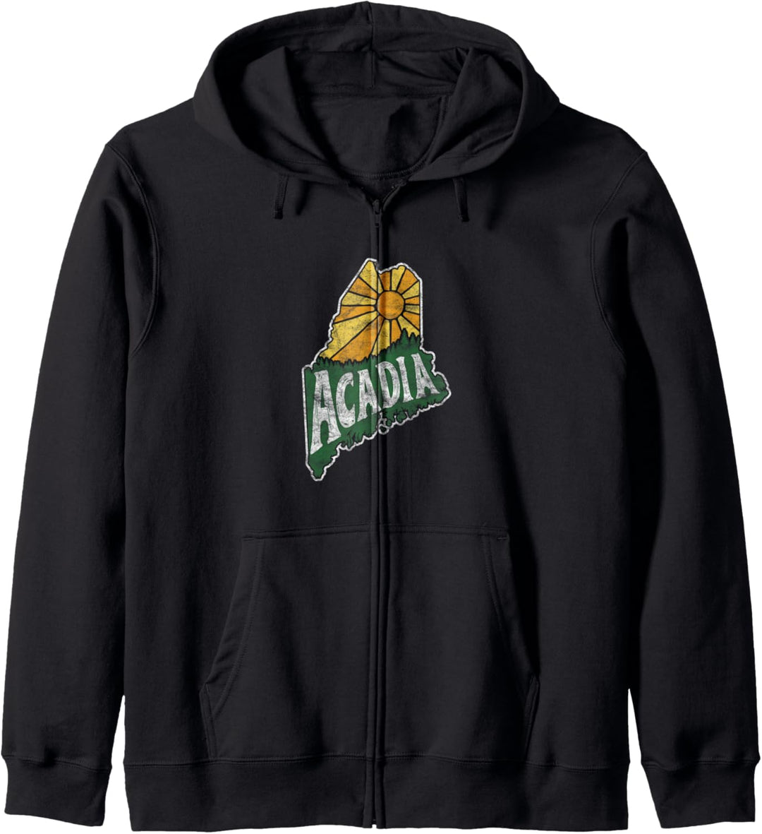 Acadia National Park Vintage Maine Map Shape Graphic Kapuzenjacke