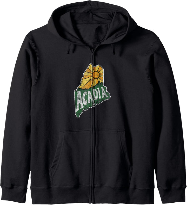 Acadia National Park Vintage Maine Map Shape Graphic Kapuzenjacke