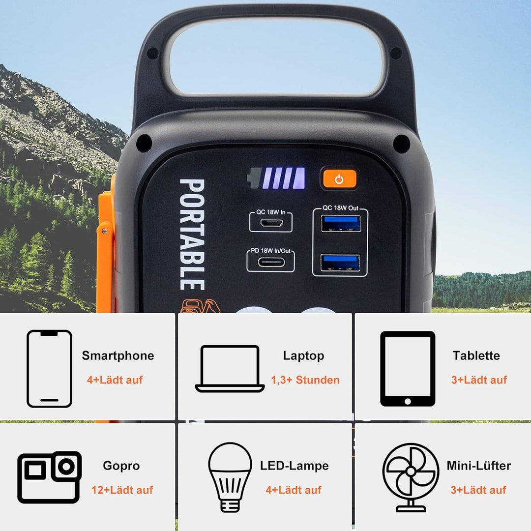 CAPTOK Kurbel Powerbank 22500mAh, Notstrom Akku 18W Schnellladen USB Typ-C, 83.25Wh Stromerzeuger Mi