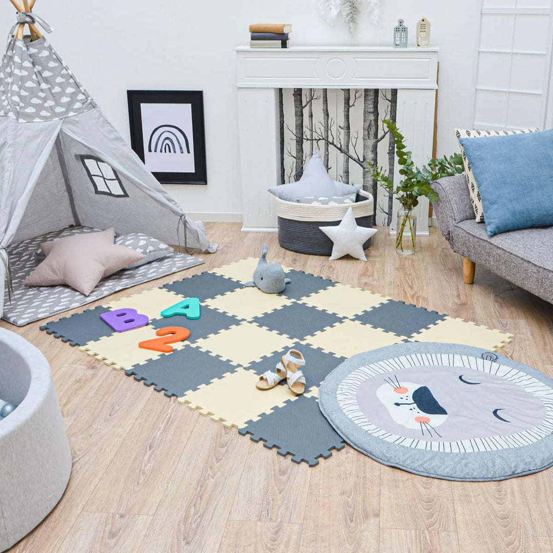 LittleTom 18 Teile Spielmatte Baby Puzzlematte ab Null - 30 x 30 cm Krabbelmatte Bodenmatte Kinder -
