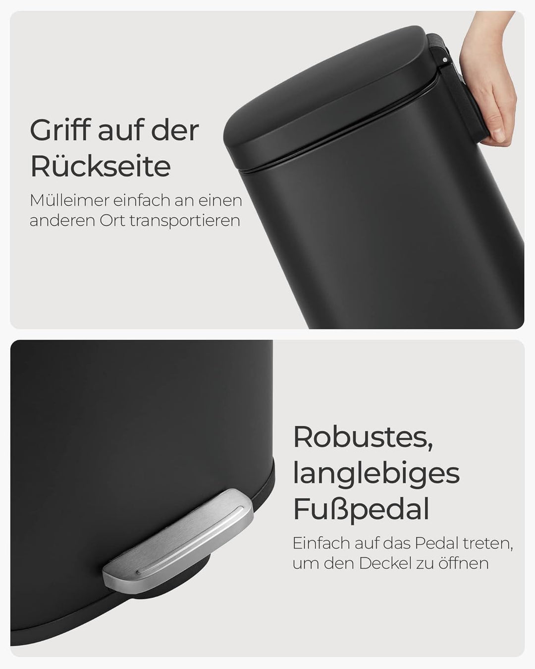 SONGMICS Mülleimer Küche, 30 Liter, Abfalleimer, Tretmülleimer, Küchenmülleimer mit Softclose-Deckel