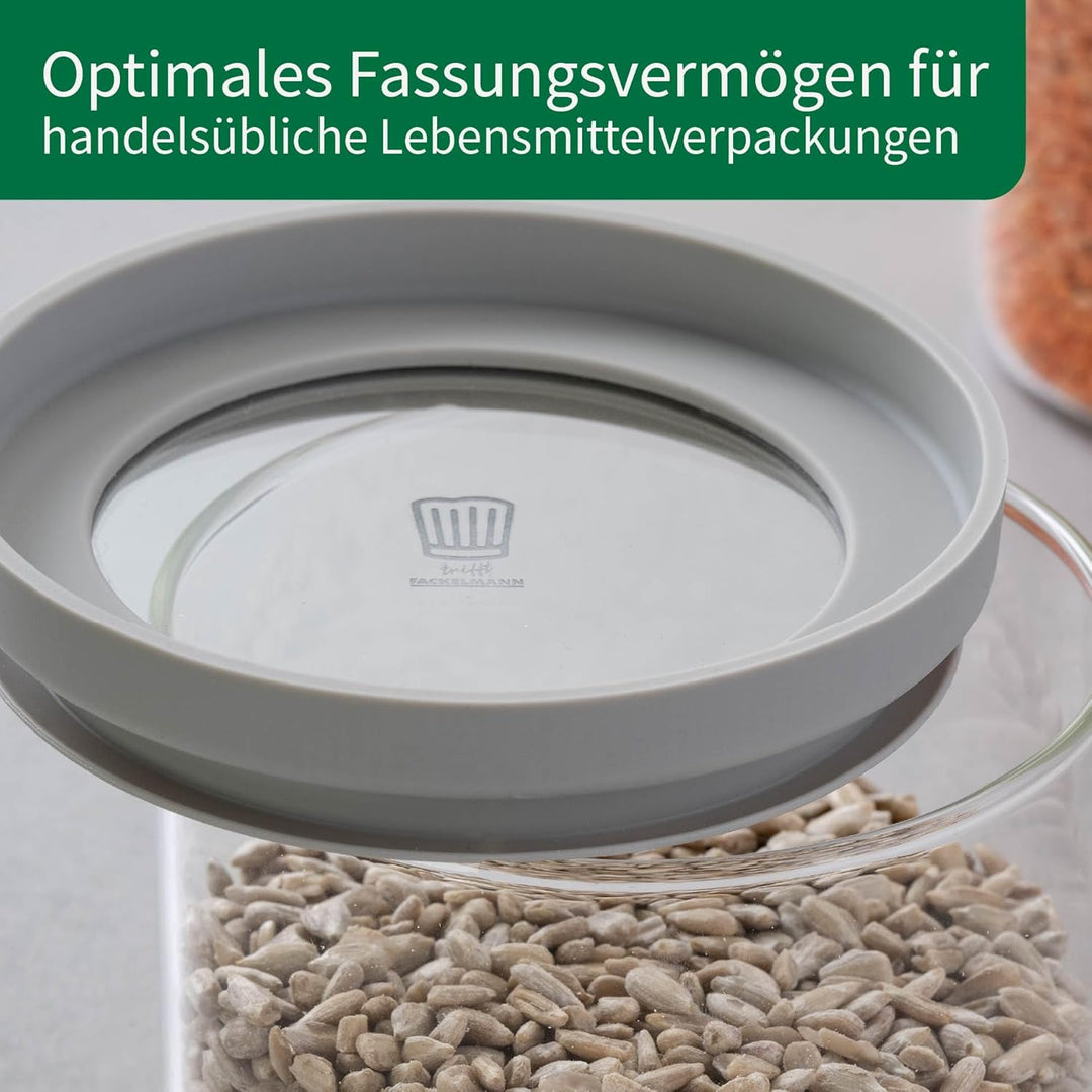 FACKELMANN Chefkoch trifft Vorratsbehälter mit Glasdeckel – 2 L, Borosilikatglas, luftdicht & stapel