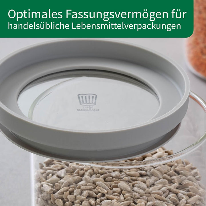 FACKELMANN Chefkoch trifft Vorratsbehälter mit Glasdeckel – 2 L, Borosilikatglas, luftdicht & stapel