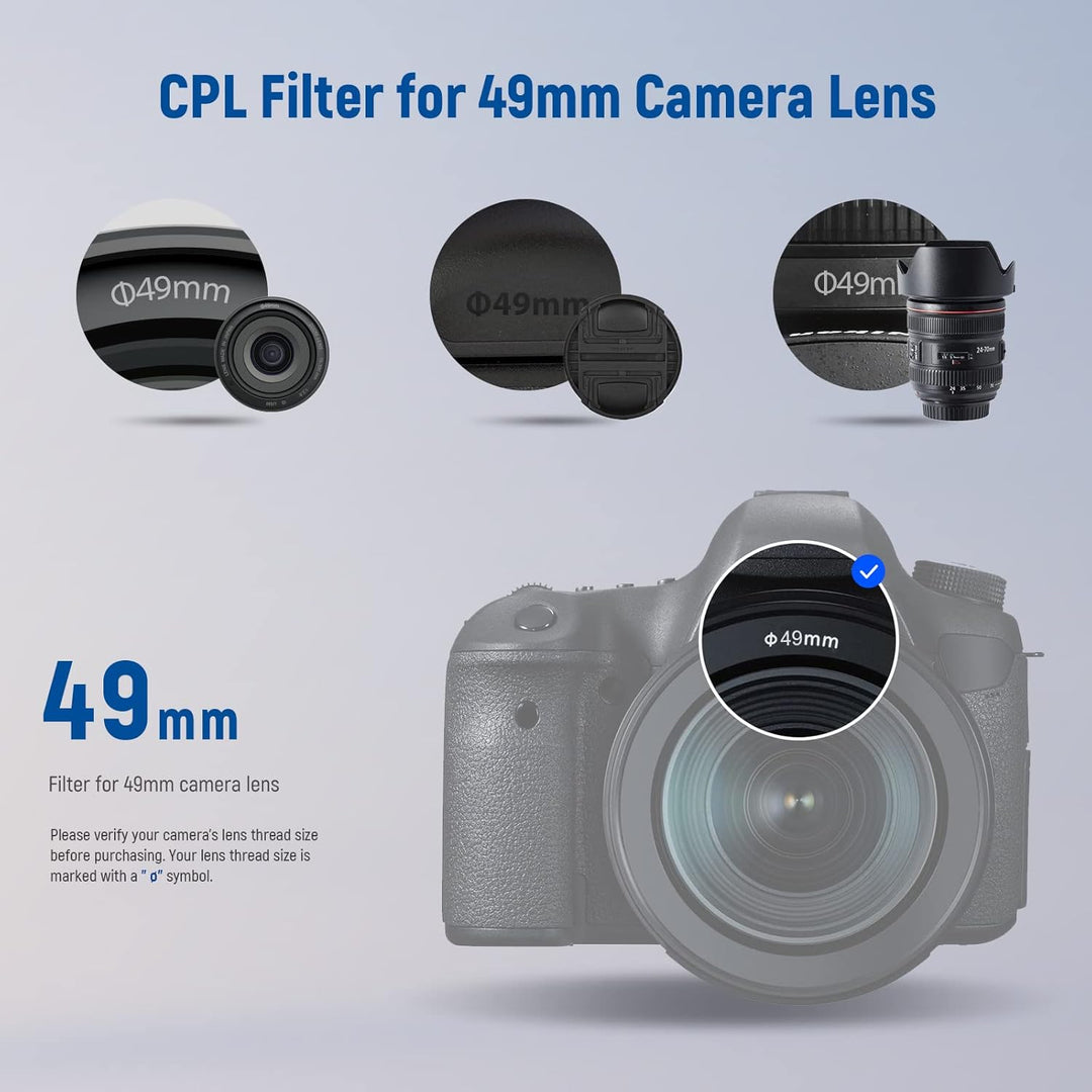 NEEWER 49mm Polarisationsfilter(Polfilter),CPL Filter mit 30 lagiger Mehrschicht Polarisationsfolie,