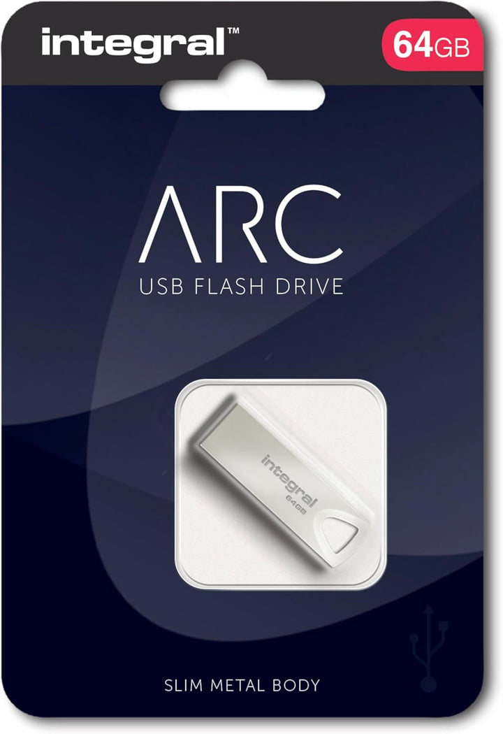 Integral 64GB USB-Speicher 2.0 Flash-Laufwerk Arc mit Metallgehäuse für Schlüsselringe, eine stilvol