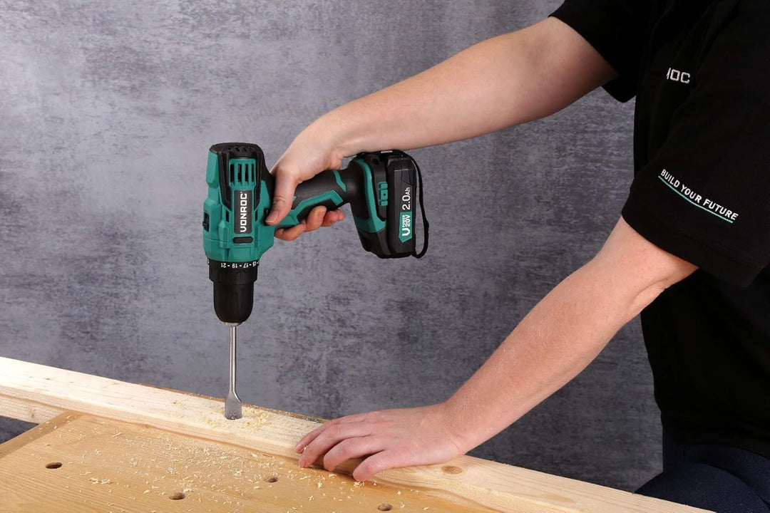 VONROC Akku Schrauber, Akku Bohrschrauber Akkuschrauber 20V - Akku Bohrmaschine, Akkubohrer Komplett