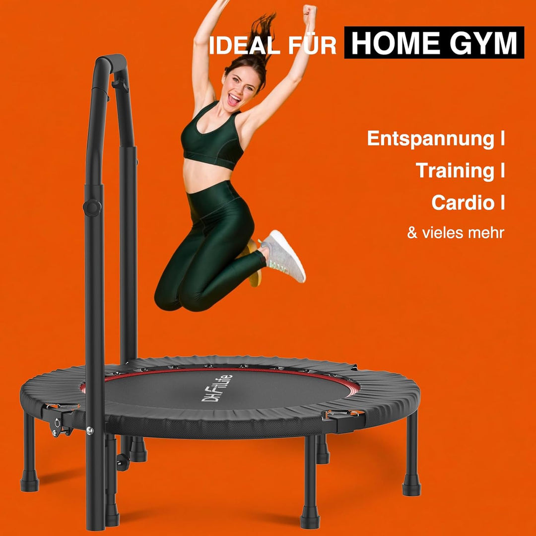 DH FitLife Fitness Indoor Trampolin klappbar ohne Installation | Ø102cm 40 Zoll Mini Trampoline | Tr