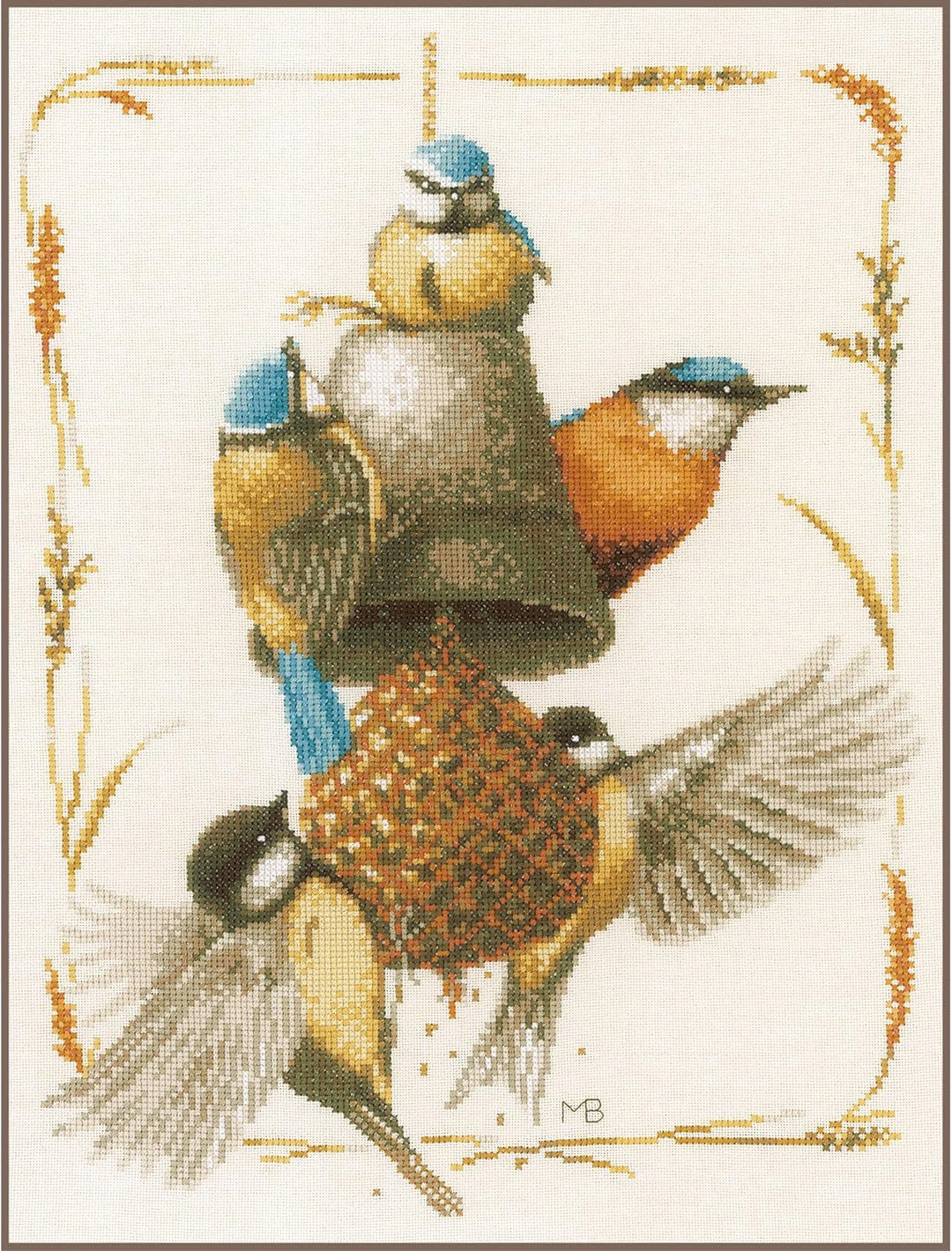 Lanarte PN-0171765 MB Vogelhäuschen II Zählmuster Kreuzstichset, Baumwolle, mehrfarbig, ca. 30 x 39