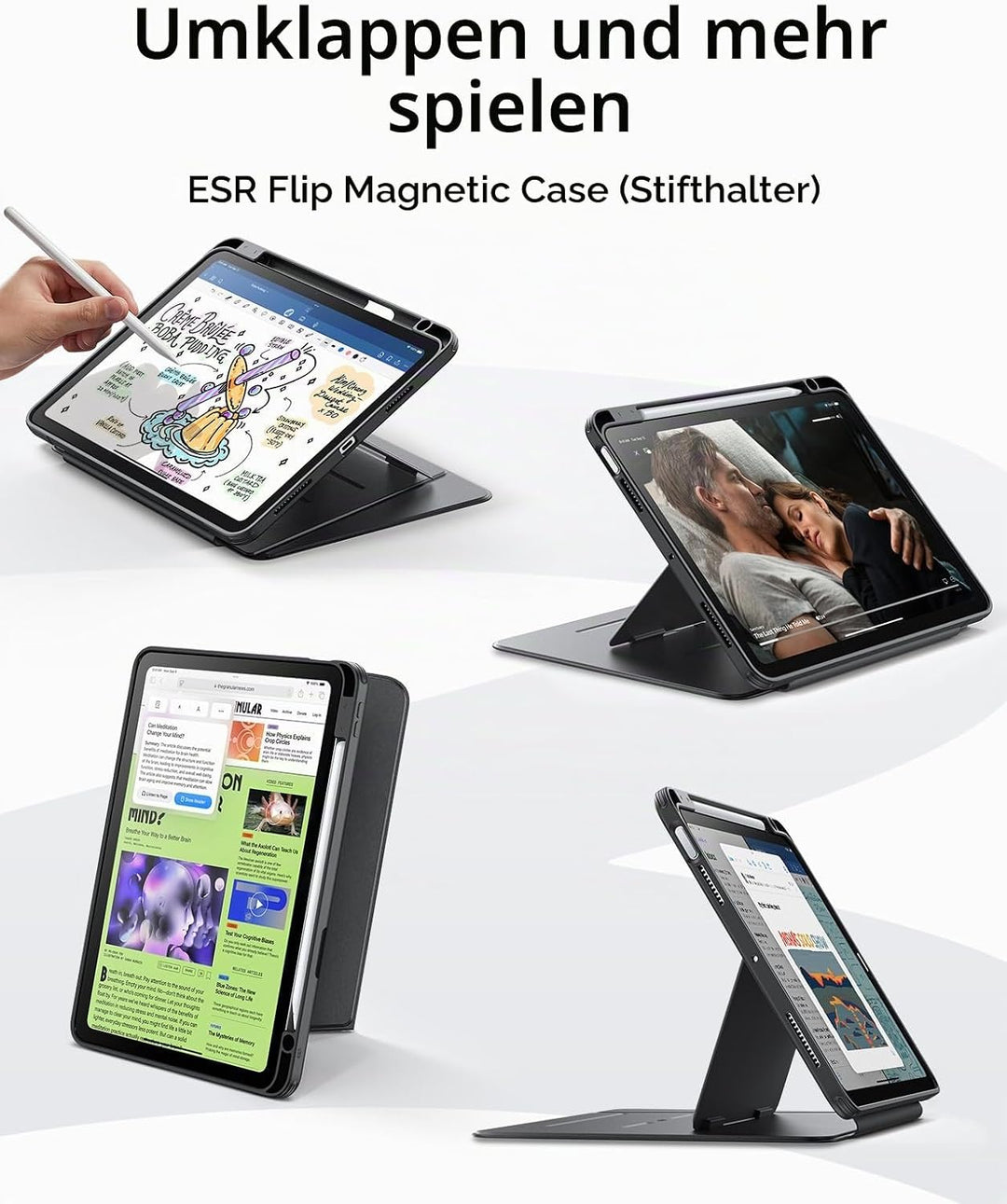 ESR Hülle für iPad Air 11 Zoll (2025/2024), iPad Air 7./5./4. Generation (2022/2020), Vertikale Stan