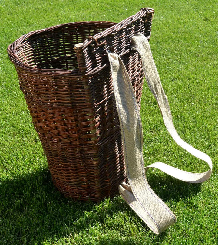 Rückentragekorb aus Weide – Handgeflochten & ergonomisch – Natur oder lackiert – 60x44x37cm – Jutegu