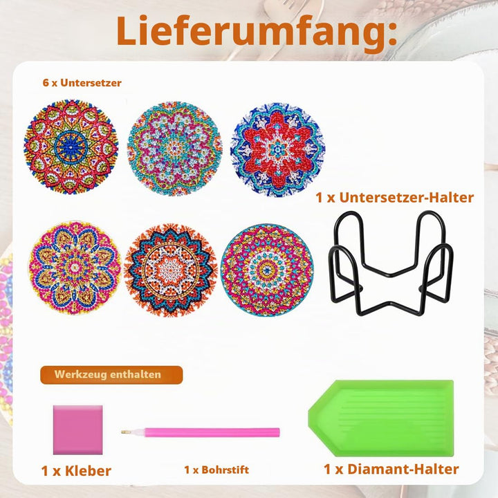 Diamond Painting Kinder Basteln Mandala, Bastelset Diamond Painting Untersetzer, Untersetzer Bastels