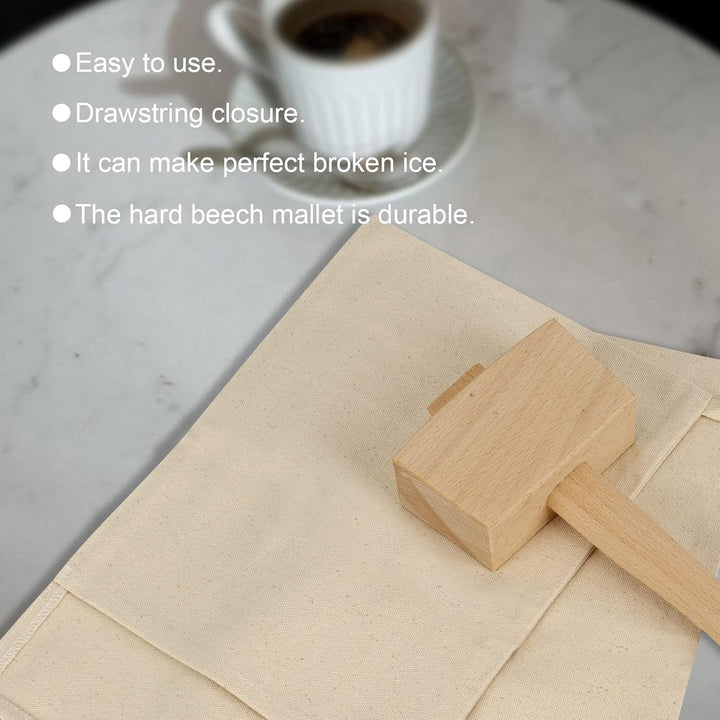 2 Stück Lewis Taschen und 1 Stück Eisschlägel Set - Wiederverwendbare Leinwand Crushed Ice Bags mit