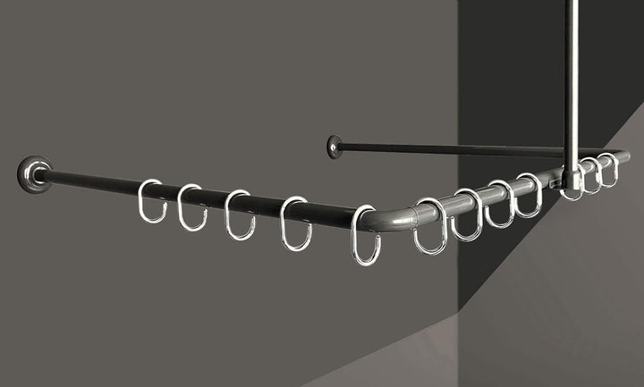 Winkelstange Duschvorhang Stange Anthrazit Weiss Silber Schwarz Bad Stange Winkel, U und L-Form inkl