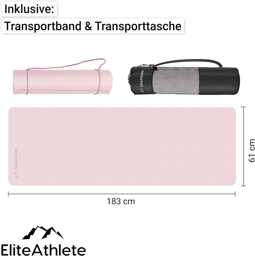 EliteAthlete Yogamatte - Sportmatte - Fitnessmatte - Gymnastikmatte gepolstert &amp; rutschfest für Fitn