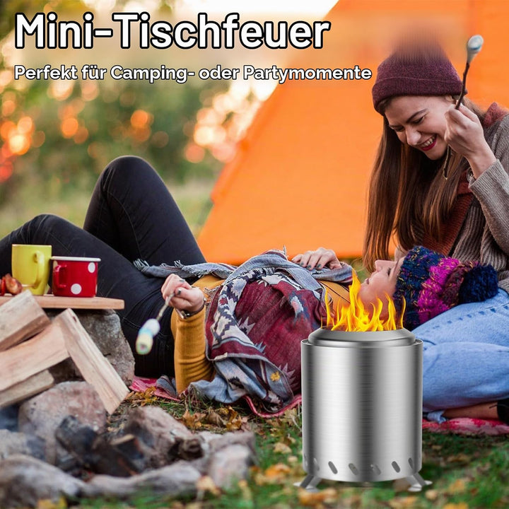 Feuerschale Outdoor, Fillis Rauchfreie Feuerstelle 16x16x20,5cm Edelstahl Feuertonne Feuerkorb Mini