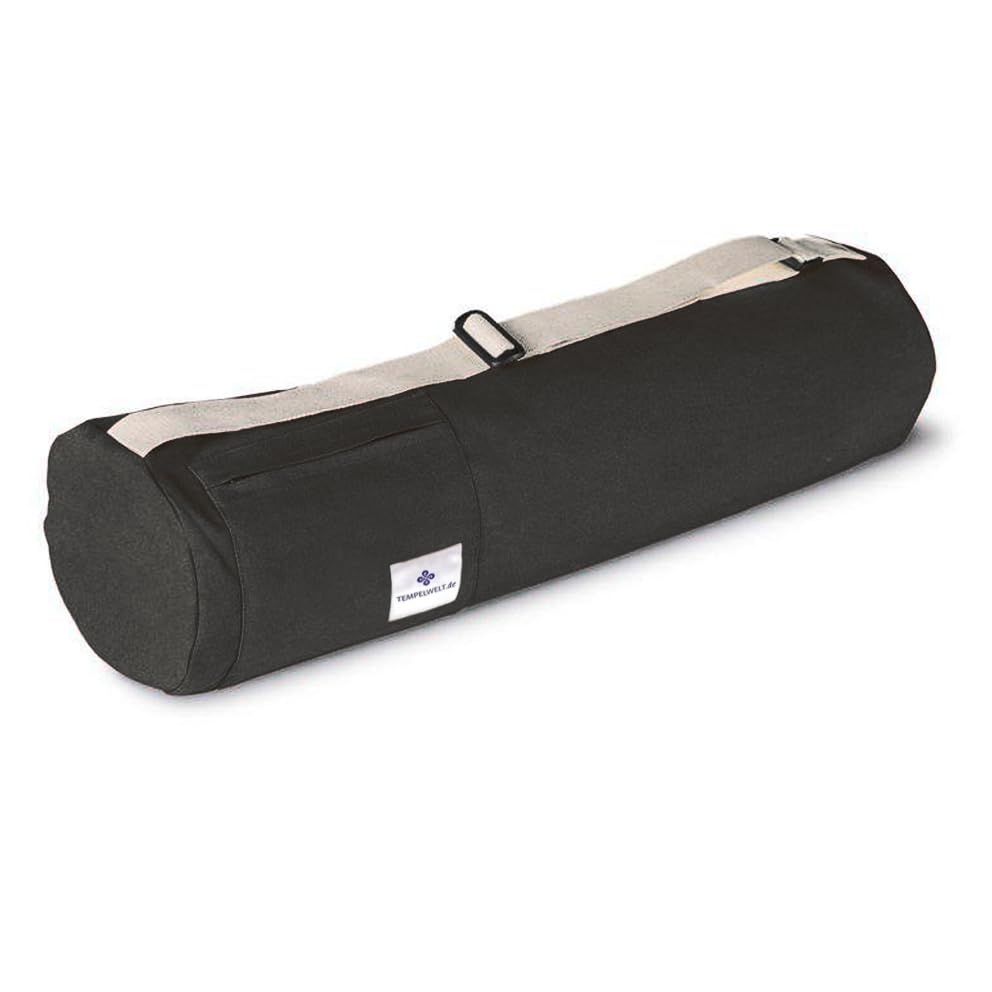 Mattentasche für Yogamatte Fitnessmatte 67x17 cm, Tasche aus Bio-Baumwolle Leinen schwarz Tragegriff