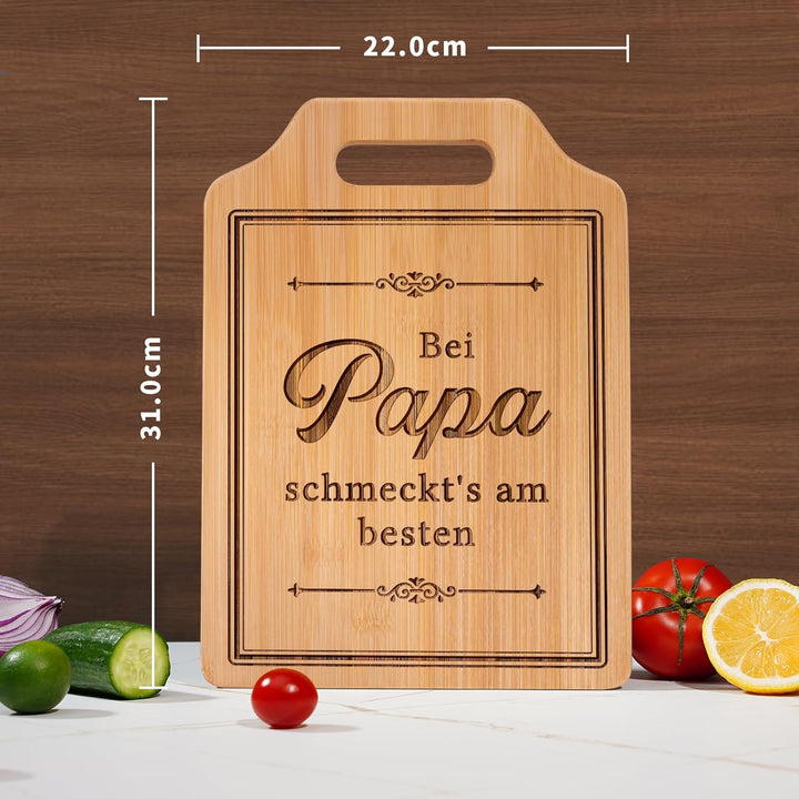 Giftasy Papa Geschenk Geburtstag - Graviertes Bambus-Schneidebrett mit Spruch, Geburtstagsgeschenk f