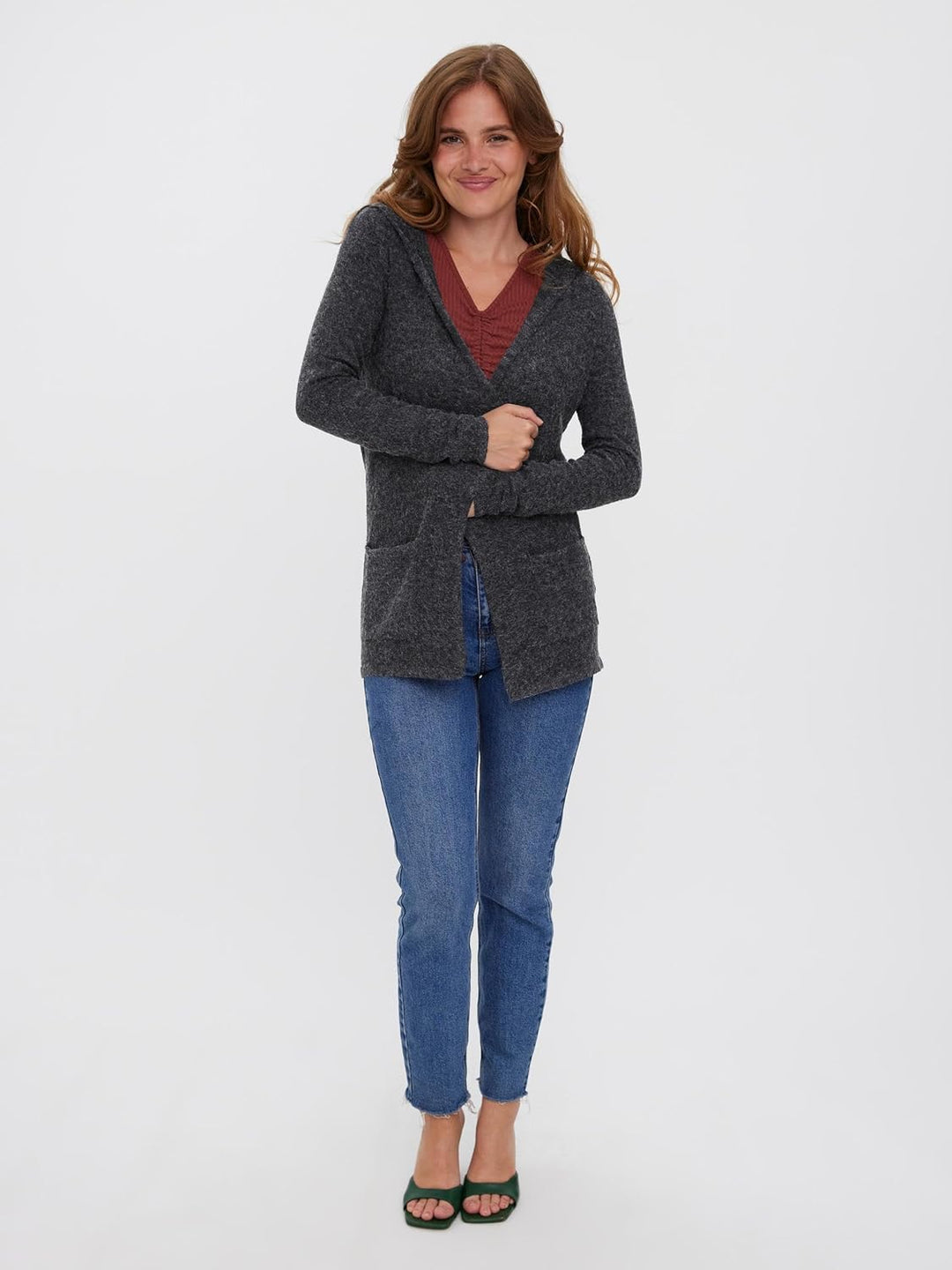 Vero Moda Female Strickjacke VMDOFFY Strickjacke S Dark Grey Melange, S Dark Grey Melange