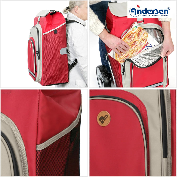 Andersen Shopper Tura Alu klappbar mit Kugellagerrad Ø 29cm und 62 Liter Tasche Hydro 2.0 mit Kühlfa